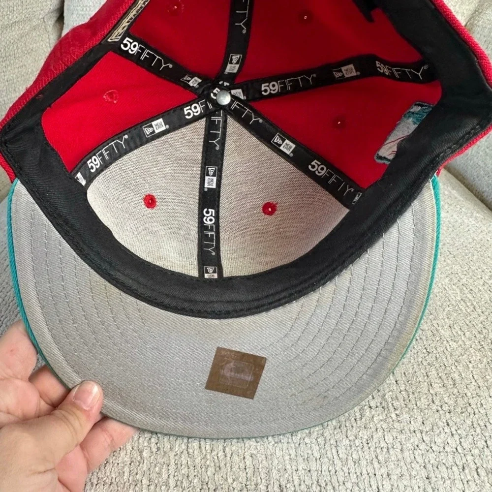 New‎ Era 59FIFTY Miami Heat Hardwood Classics Fitted Hat Red Teal 7 1/4 NBA Cap